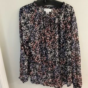 Liz Claiborne Sheer Floral Long Sleeve Top. Size- M